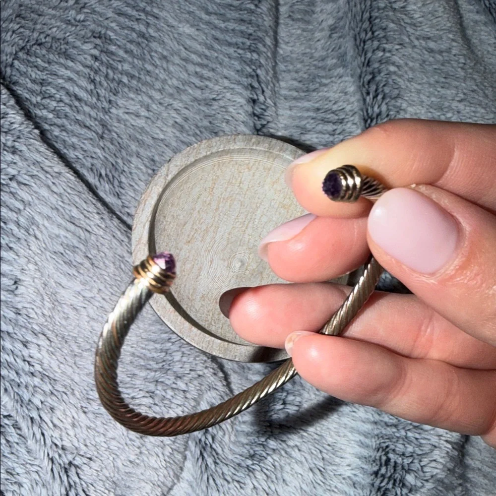 Twisted Cable Cuff Bracelet with Purple Accent - Picture 4 of 6